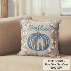 Ashmont Gathered Farmhouse Textured Accent Pillow 12x12 Inch (2 PC BOGO Bundle)