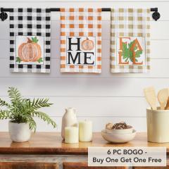 Annie Check Harvest Plaid 100% Cotton Farmhouse Kitchen & Dish Towel Set, Set of 3 (6 PC BOGO Bundle)