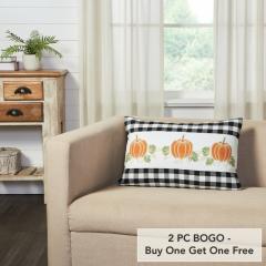 Annie Black Check Farmhouse Fall Harvest Pumpkin Patch Lumbar Throw Pillow 14x22 (2 PC BOGO Bundle)
