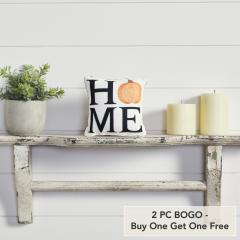 Farmhouse Fall Black & White Buffalo Check Pumpkin Accent Pillow 6x6 Inch (2 PC BOGO Bundle)