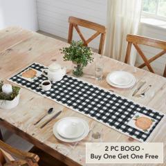 Farmhouse Black White Buffalo Plaid Pumpkin Table Runner 12x48 Inch Fall Autumn Harvest Kitchen Dining Decor (2 PC BOGO Bundle)