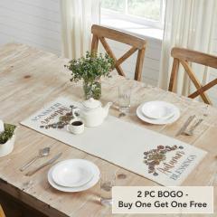 Bountifall Autumn Blessings Decorative Table Runner 12x36 Inch Fall Harvest Thanksgiving Home Decor Fabric Accent (2 PC BOGO Bundle)