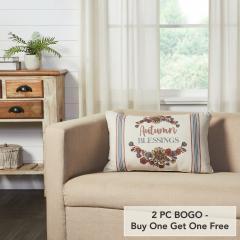 Bountifall Autumn Blessings Fall Harvest Lumbar Throw Pillow 14x22 Seasonal Home Decor Accent (2 PC BOGO Bundle)