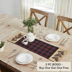 Connell Rustic Lodge Farmhouse Pinecone Fabric Table Runner 12x36 Inch Home Decor (2 PC BOGO Bundle)