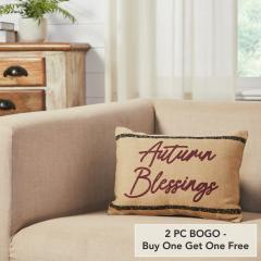 Decorative Throw Pillow Connell Autumn Blessings 9.5x14in Fall Harvest Seasonal Home Decor Accent Pillow (2 PC BOGO Bundle)