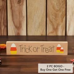 Halloween Trick or Treat Candy Corn MDF Wall Decor Sign Festive Fall Accent (2 PC BOGO Bundle)