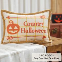 Country Farmhouse Halloween Decorative Throw Pillow 9.5x14 Spooky Autumn Accent (2 PC BOGO Bundle)