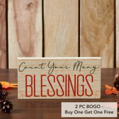 Count Your Blessings Inspirational Cream Wood Sign 5x10 Inch Farmhouse Wall Decor Plaque (2 PC BOGO Bundle)