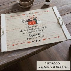 Farmhouse Wooden Noodle Board Stove Top Cover Psalm 107:37 Harvest Kitchen Decor 21.5x29.5 Inches (2 PC BOGO Bundle)