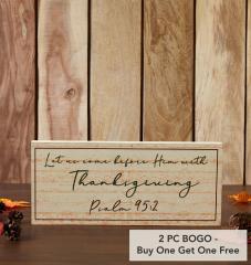 Christian Scripture Wall Art Sign Psalm 95:2 Let Us Come Before Him Inspirational Bible Verse MDF Plaque 7x16 (2 PC BOGO Bundle)