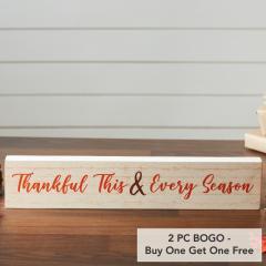 Thankful Gratitude MDF Wall Sign Cream Finish Home Decor Plaque Inspirational 3x15 Inch (2 PC BOGO Bundle)