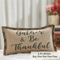 VHC Brands Harvest Blessings Gather & Be Thankful Fall Farmhouse Decorative Accent Pillow, Autumn Thanksgiving Home Decor, 7x13 (2 PC BOGO Bundle)