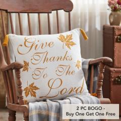 Harvest Blessings Give Thanks to the Lord Woven Fall Farmhouse Throw Pillow 18x18 Decorative Accent (2 PC BOGO Bundle)