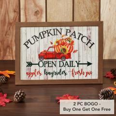 Farmhouse Shiplap Red Truck Pumpkin Patch Wall Sign 10x14 Autumn Harvest Home Decor (2 PC BOGO Bundle)