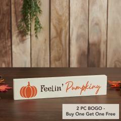 Pumpkin Harvest Cream MDF Decor Sign Farmhouse Autumn Wall Plaque 2.75x13 (2 PC BOGO Bundle)