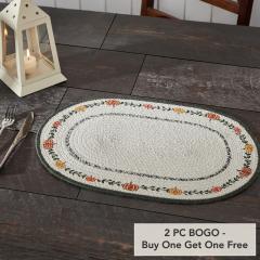 Fall Harvest Pumpkin Oval Placemat 13x19 Farmhouse Stencil Table Mat (2 PC BOGO Bundle)
