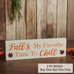 Autumn Farmhouse Fall Decor My Favorite Time To Chill Cream MDF Wall Sign 5x16 Inch Rustic Home Accent Plaque (2 PC BOGO Bundle)