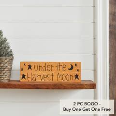 Under The Harvest Moon Primitive Star Farmhouse Wall Sign, Rustic Mustard MDF Plaque Decor, 4x12 Inch (2 PC BOGO Bundle)