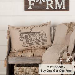 Sawyer Mill Farmhouse Rustic Charcoal Gray Plow Lumbar Throw Pillow 14x22 Decorative Accent (2 PC BOGO Bundle)