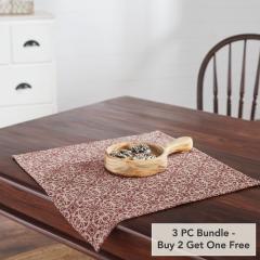 Custom House Burgundy Tan Jacquard Table Topper 20x20 (3 PC BOGO Bundle)