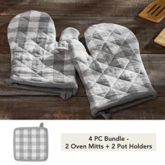 Annie Buffalo Check Grey Oven Mitt Set of 2 (4 PC Bundle)