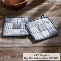 Sawyer Mill Blue Pot Holder Set of 2 8x8 (4 PC BOGO Bundle)