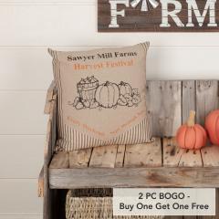 Sawyer Mill Charcoal Farmhouse Harvest Festival 18x18 Decorative Throw Pillow Rustic Fall Accent Home Decor (2 PC BOGO Bundle)