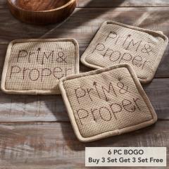 Connell Prim & Proper Pot Holder Set of 3 8x8 (6 PC BOGO Bundle)