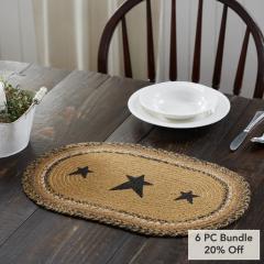 Kettle Grove Jute Placemat Stencil Stars 12x18 (6 PC Bundle)
