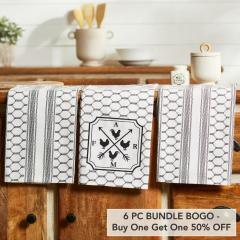 Down Home FARM Tea Towel Set of 3 19x28 (6 PC BOGO Bundle)