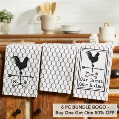 Down Home Our Roost Tea Towel Set of 3 19x28 (6 PC BOGO Bundle)