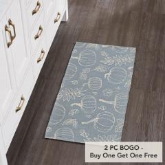 Grey Pumpkin Silhouette Indoor Outdoor Accent Rug Fall Autumn Polypropylene Rectangle Doormat 17x36 Inch (2 PC BOGO Bundle)