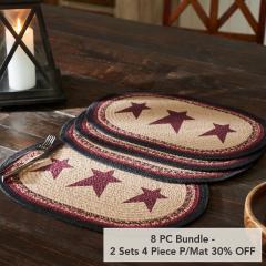 Connell Oval Placemat Stencil Stars Set of 4 13x19 (8 PC Bundle)