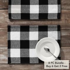 Annie Buffalo Check Black Placemat Set of 2 13x19 (8 PC BOGO Bundle)