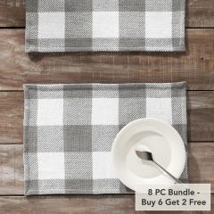 Annie Buffalo Check Grey Placemat Set of 2 13x19 (8 PC BOGO Bundle)