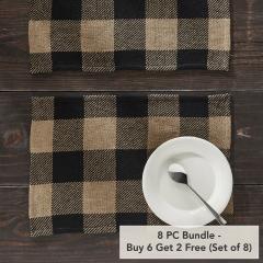 Black Check Placemat Set of 2 13x19 (8 PC BOGO Bundle)