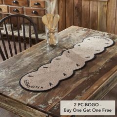 VHC Brands Raven Harvest Simplify Stencil Farmhouse Cotton Table Runner, Black Tan, 12x48 Inch (2 PC BOGO Bundle)