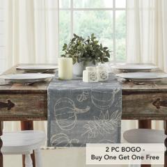 Grey Pumpkin Silhouette Table Runner 12x36 Inch Fall Autumn Harvest Farmhouse Decorative Home Decor Accent for Dining & Kitchen (2 PC BOGO Bundle)