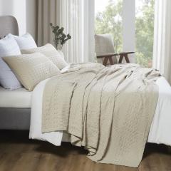 VHC Brands Waffle Weave Natural Twin Blanket 66x90 - 100% Cotton, Lightweight Farmhouse Cover for Bed, Couch, Sofa