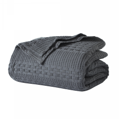 89748-Waffle-Weave-Dark-Grey-King-Blanket-90Lx108W-image-2