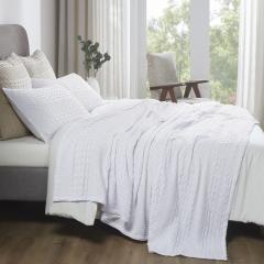VHC Brands White Waffle Weave King Blanket 90x108 - 100% Cotton, Lightweight, for Bed, Couch, Sofa - Farmhouse Boho Bedroom & Living Room Decor