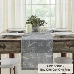 Modern Grey Pumpkin Silhouette Fall Autumn Halloween Table Runner 12x60 Dining Home Decor (2 PC BOGO Bundle)