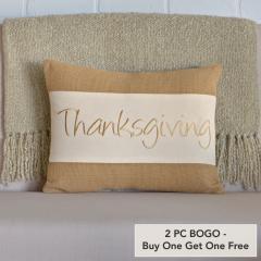 Thanksgiving Autumn Harvest Decorative Lumbar Pillow 14x18 Fall Seasonal Home Accent (2 PC BOGO Bundle)