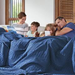 89754-Waffle-Weave-Navy-Blue-King-Blanket-90Lx108W-image-5