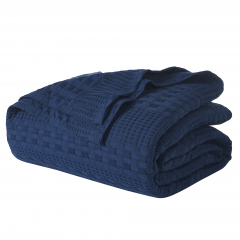 89756-Waffle-Weave-Navy-Blue-Twin-Blanket-90Lx66W-image-2