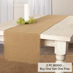 Burlap Natural Runner Fringed 13x90 (2 PC BOGO Bundle)