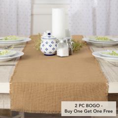 Burlap Natural Runner Fringed 13x72 (2 PC BOGO Bundle)