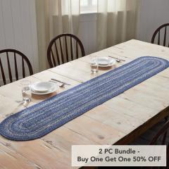 Great Falls Blue Jute Oval Runner 13x72 (2 PC BOGO Bundle)