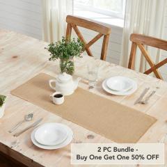 Greetings Jute Burlap Tan Runner 12x36 (2 PC BOGO Bundle)
