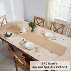 Greetings Jute Burlap Tan Runner 12x72 (2 PC BOGO Bundle)